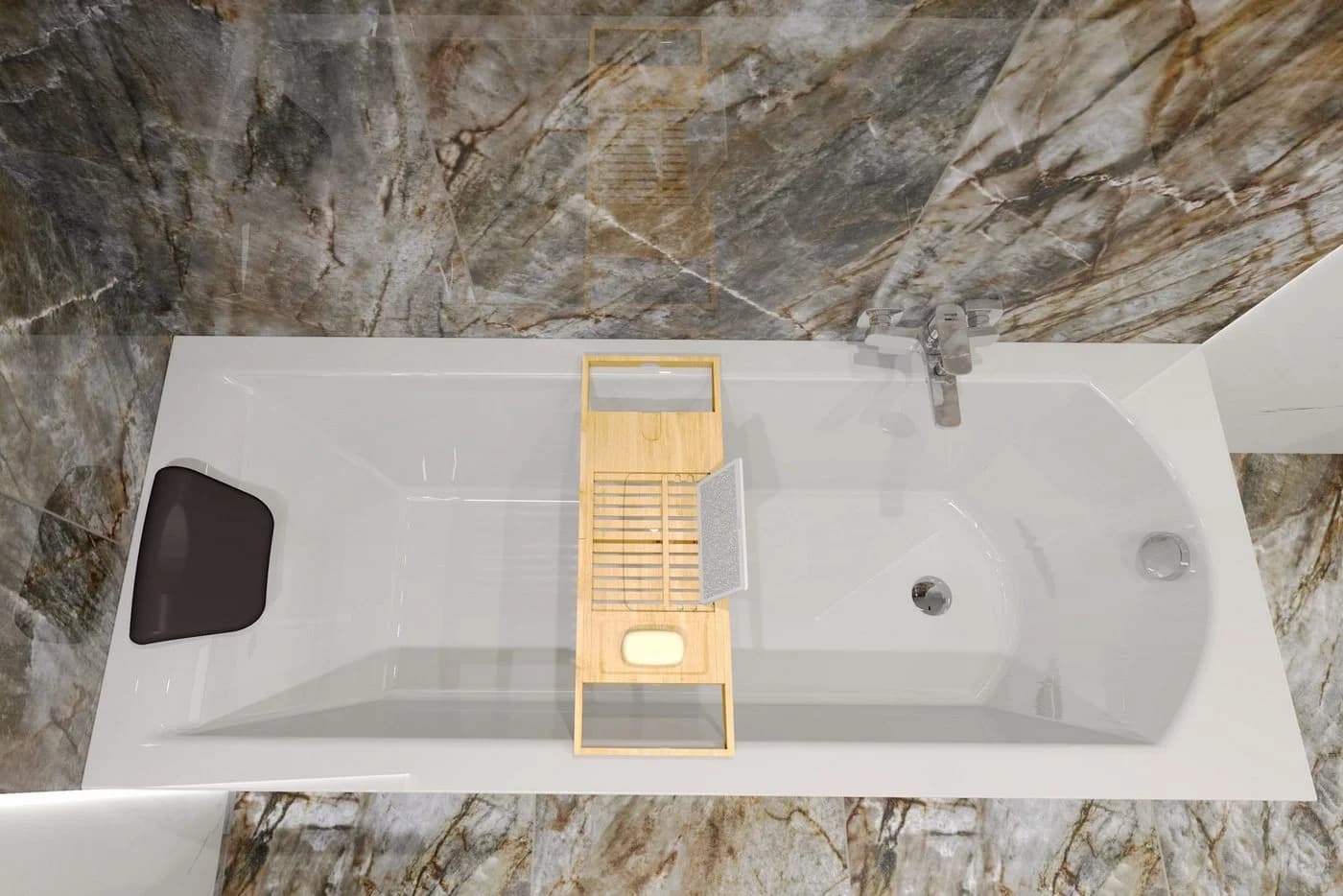 KOLMAN Badewanne SHEA 140x70 Acryl Rechteck mit Schürze & Kopfstütze - Bild 4