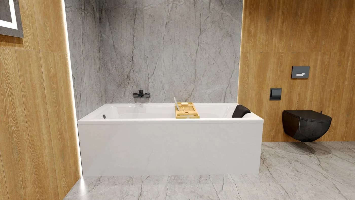 KOLMAN Badewanne Rechteck TALIA 100x70 mit Kopfstütze KODI Weiß