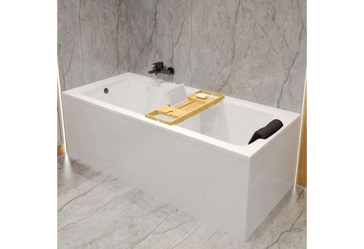KOLMAN Badewanne Rechteck TALIA 100x70 mit Kopfstütze KODI Weiß - Bild 2
