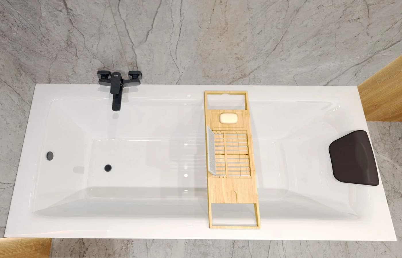 KOLMAN Badewanne Rechteck TALIA 100x70 mit Kopfstütze KODI Weiß - Bild 3