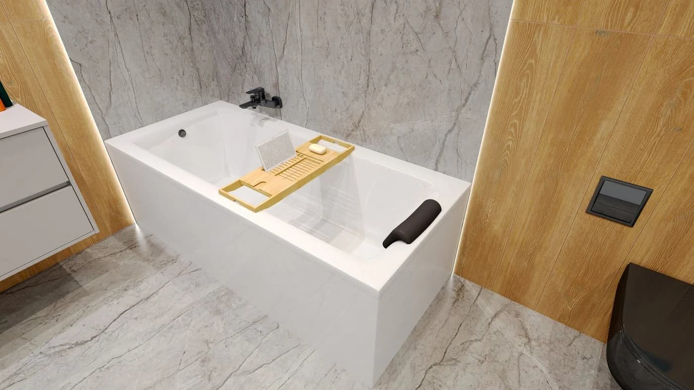 KOLMAN Badewanne Rechteck TALIA 100x70 mit Kopfstütze KODI Weiß - Bild 4