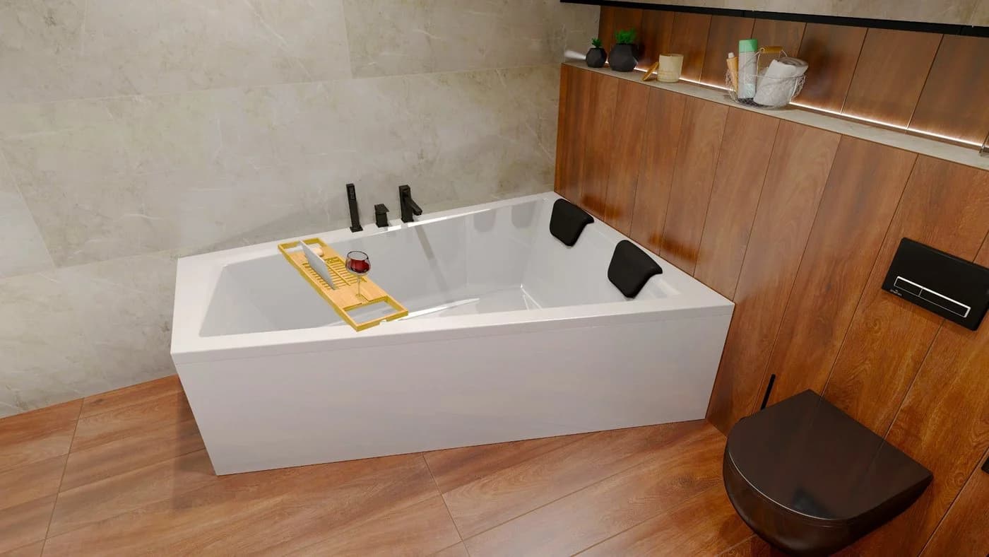 KOLMAN Badewanne Eckwanne 150x85 INTIMA Rechts mit Styropor, Ablage, 2 Kopfstützen, Ablaufgarnitur & Füße GRATIS - Bild 3