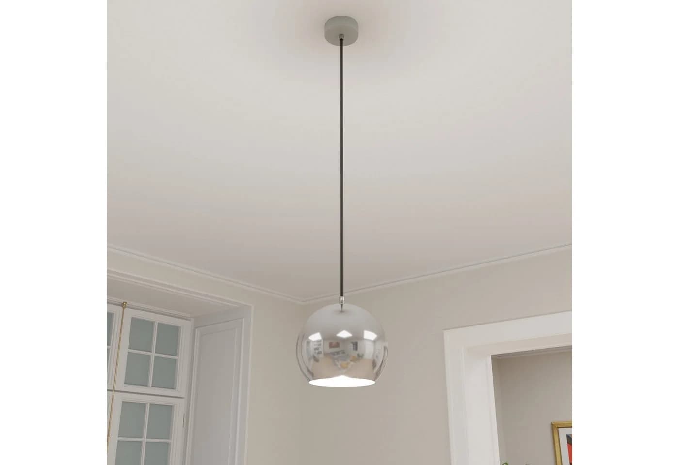 Licht-Erlebnisse Pendelleuchte COOL, Chrom, Metall