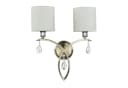 Licht-Erlebnisse KENZIE Wandleuchte 2-flammig Messing Antik Stoff Metall Bild 2