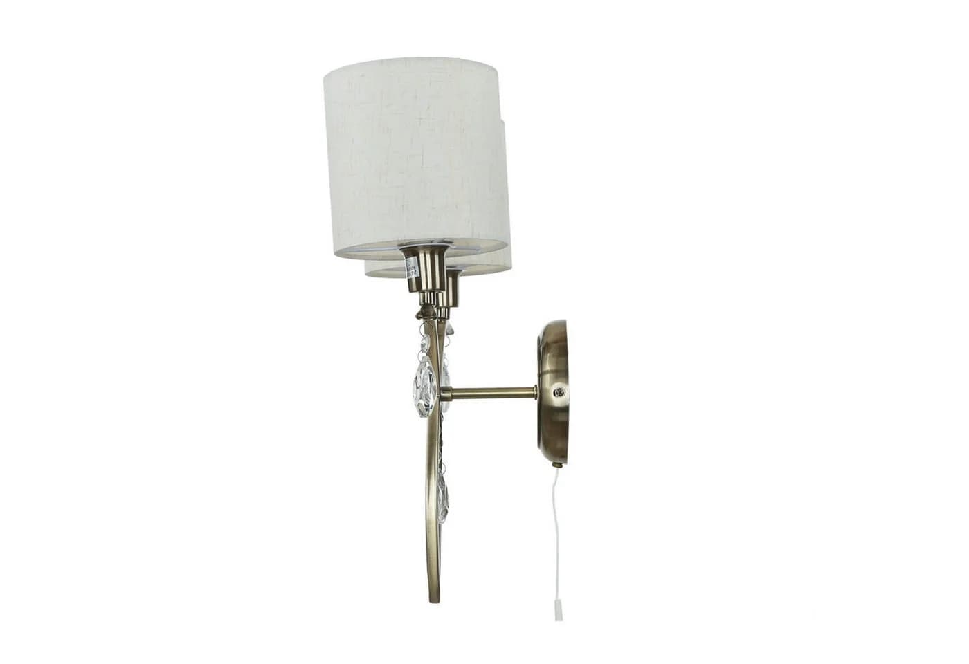 Licht-Erlebnisse KENZIE Wandleuchte 2-flammig Messing Antik Stoff Metall - Bild 4