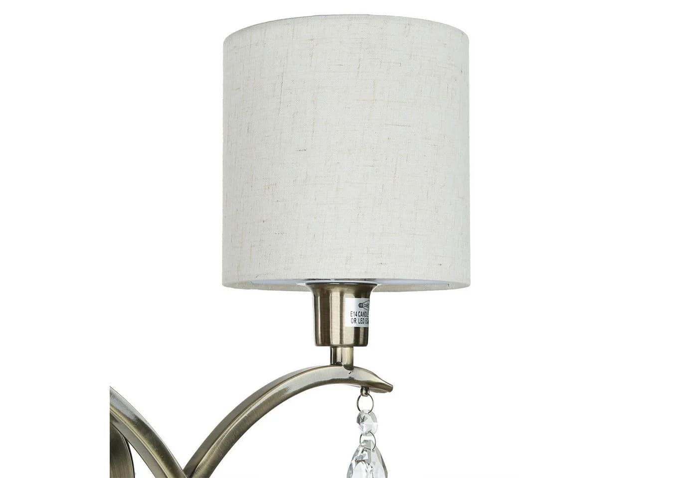 Licht-Erlebnisse KENZIE Wandleuchte 2-flammig Messing Antik Stoff Metall - Bild 5