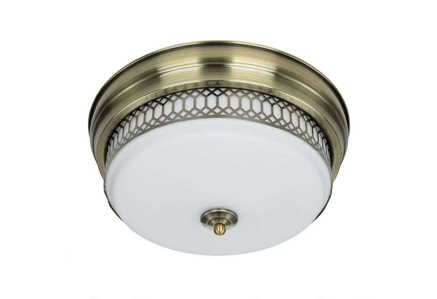 Licht-Erlebnisse Deckenleuchte BROOKS 2-flammig E27 Messing Antik Weiß IP44 - Bild 2