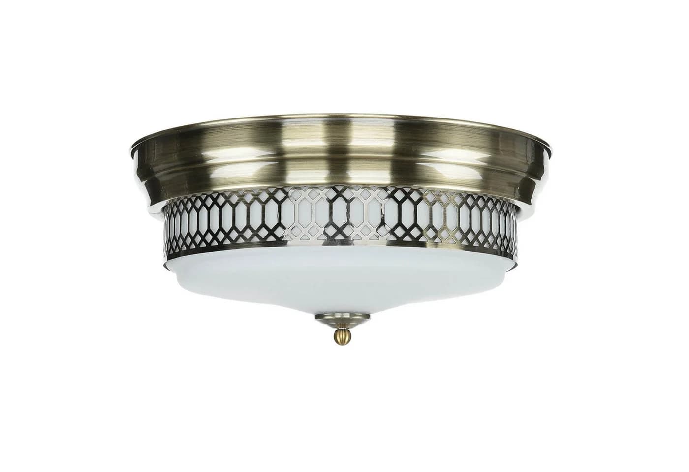 Licht-Erlebnisse Deckenleuchte BROOKS 2-flammig E27 Messing Antik Weiß IP44 - Bild 4
