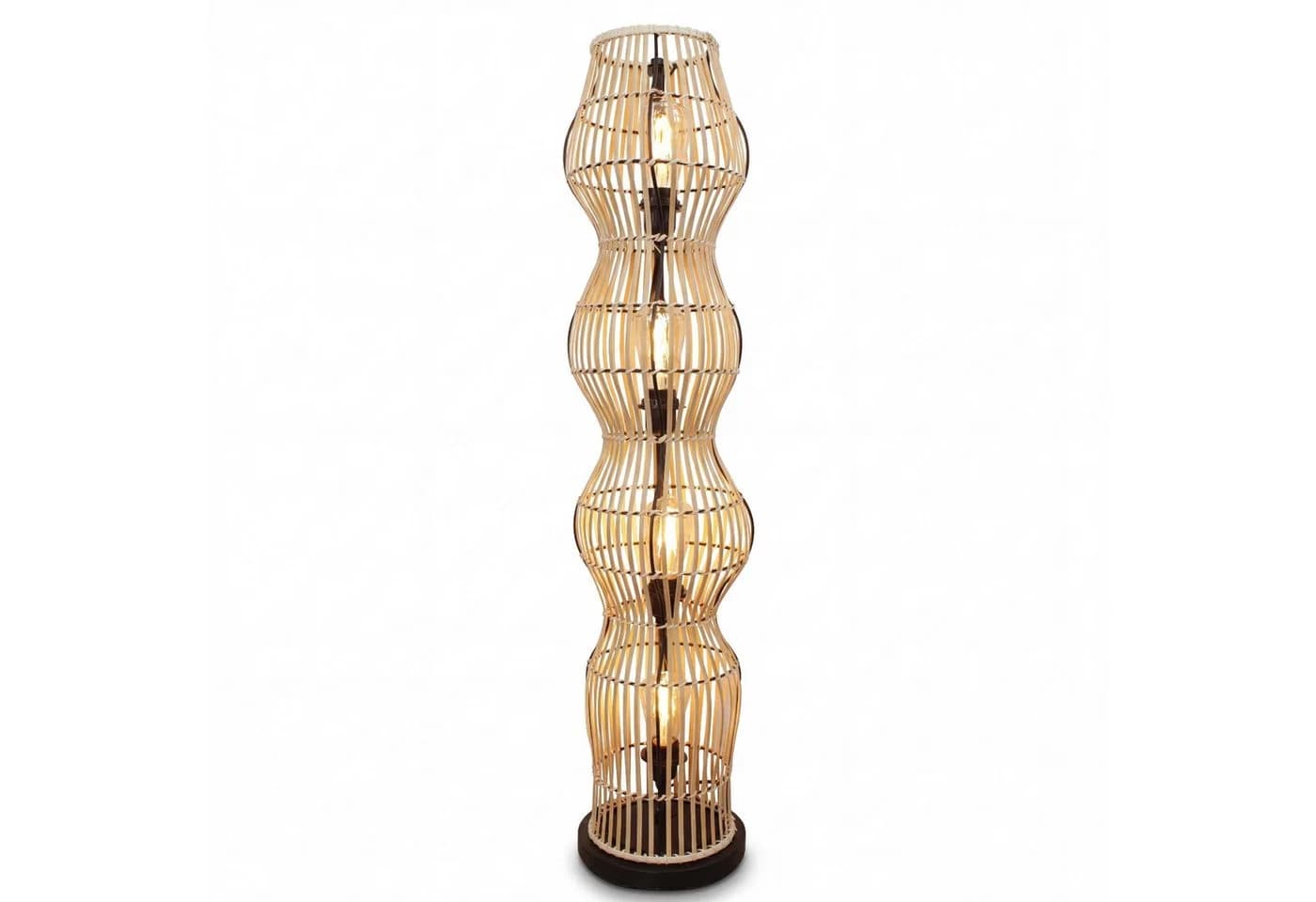 Licht-Erlebnisse Stehlampe ARSTAL Schwarz Bambus Metall E27 - Bild 2