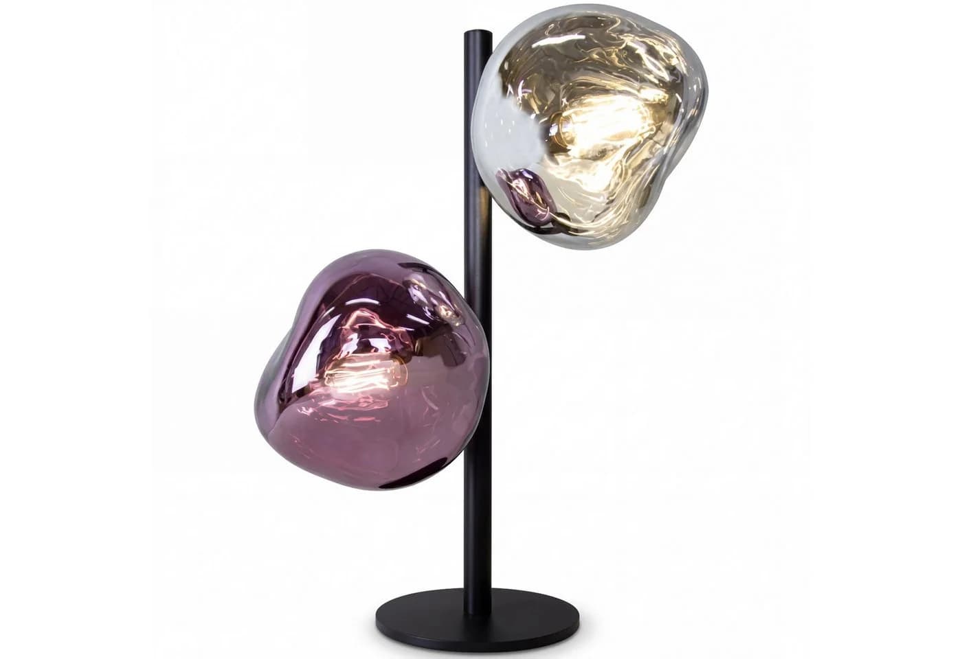 Licht-Erlebnisse Tischleuchte CLONLINA Schwarz/Weiß/Lila Glas Metall - Bild 2