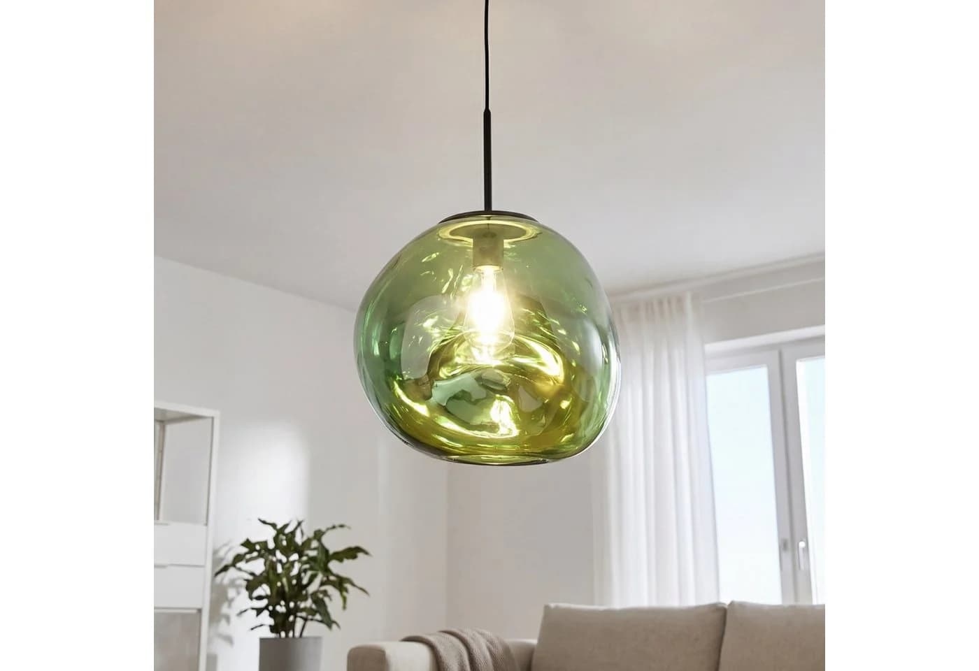Licht-Erlebnisse Pendelleuchte CLONLINA Grün Schwarz E27