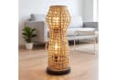 Licht-Erlebnisse Stehlampe LAUKIRCH Schwarz Metall Rattan E27 2-flammig Bild 1