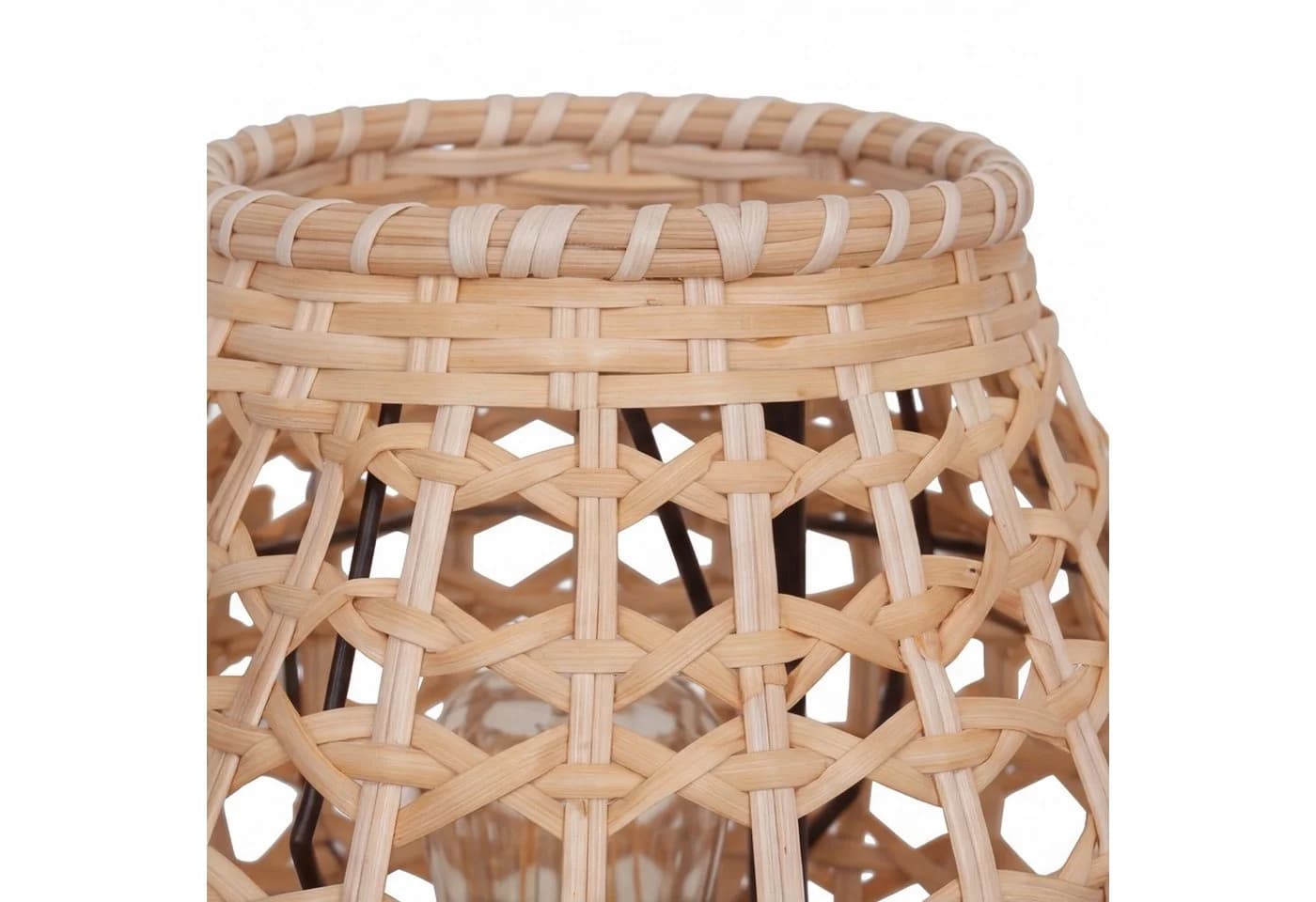 Licht-Erlebnisse Stehlampe LAUKIRCH Schwarz Metall Rattan E27 2-flammig - Bild 3