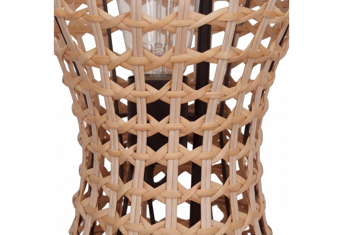 Licht-Erlebnisse Stehlampe LAUKIRCH Schwarz Metall Rattan E27 2-flammig - Bild 4