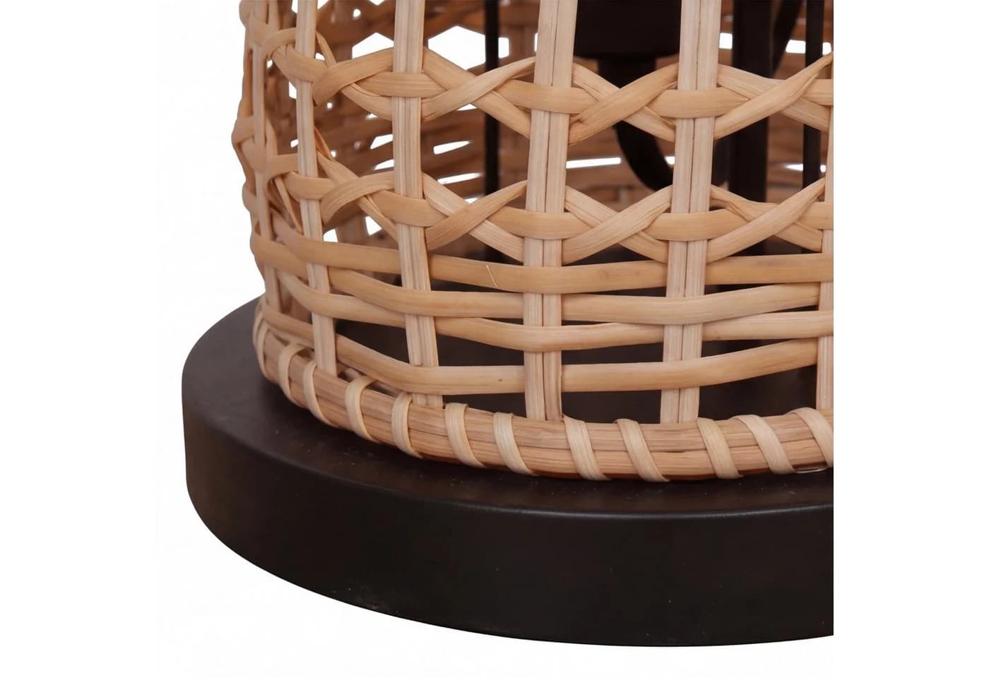 Licht-Erlebnisse Stehlampe LAUKIRCH Schwarz Metall Rattan E27 2-flammig - Bild 5