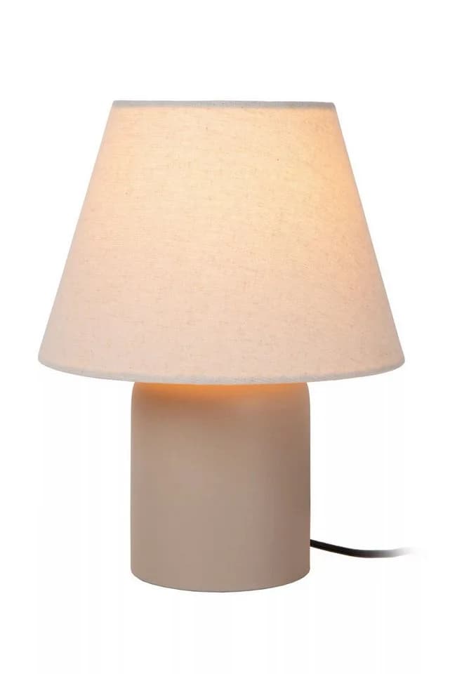 Licht-Erlebnisse Tischleuchte ORYNE Beige Keramik Stoff Modern