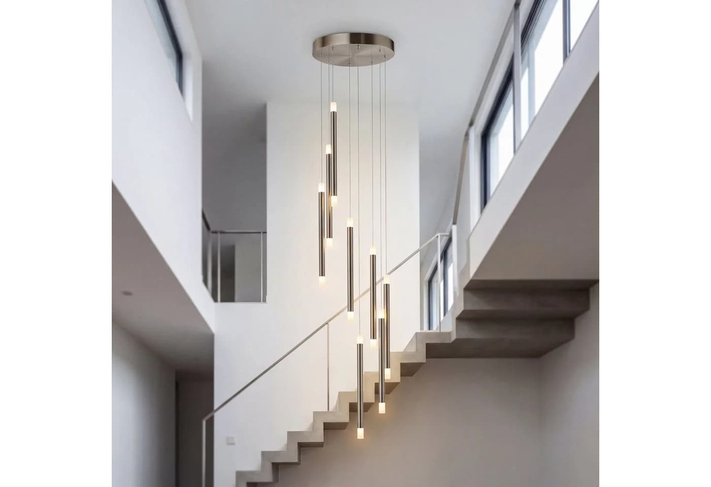 Licht-Erlebnisse Pendelleuchte NICOLE LED Warmweiß Nickel Metall - Bild 3