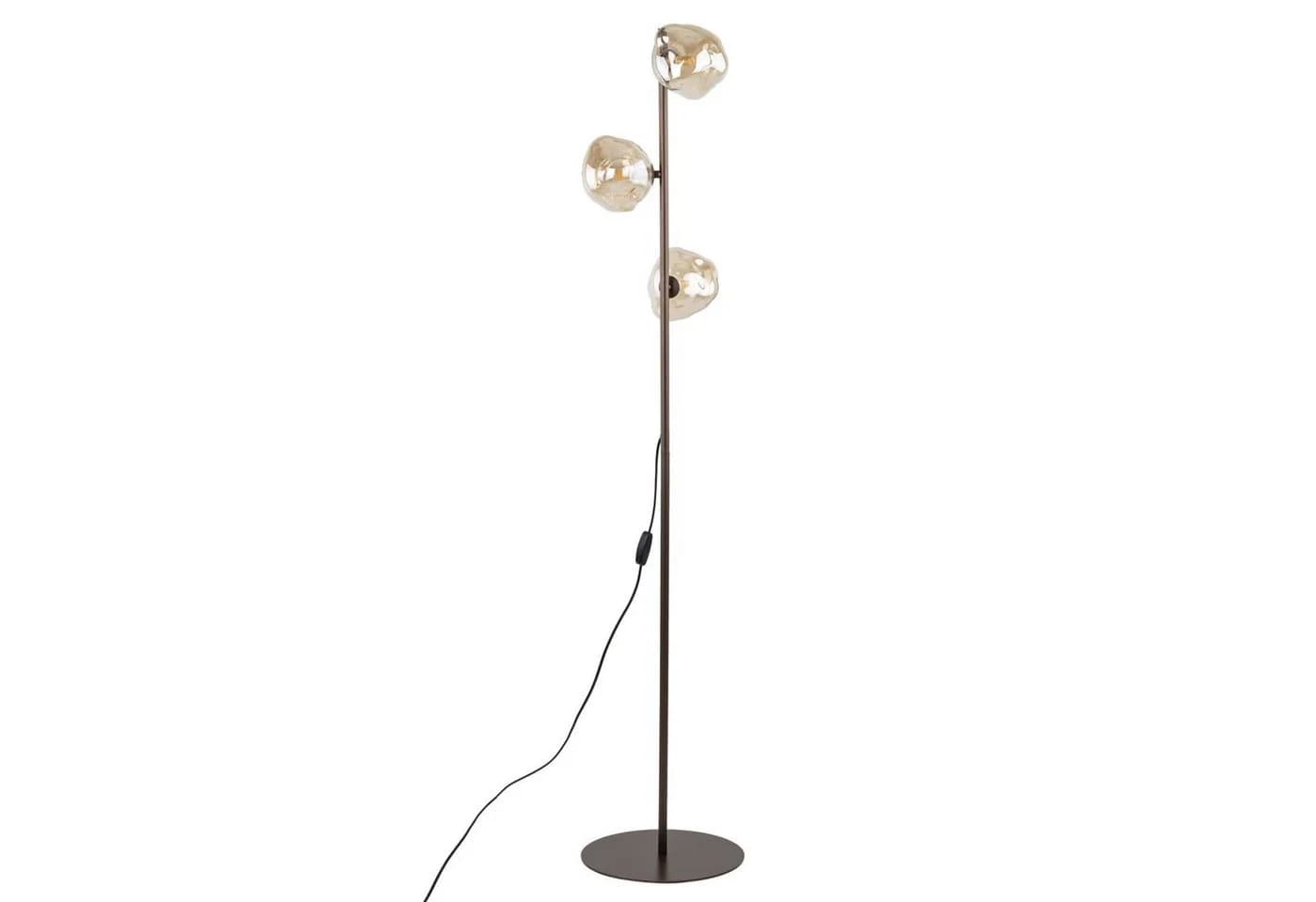 UMERA Stehlampe 3-flammig Rauchglas Metall Braun Cognac - Bild 2