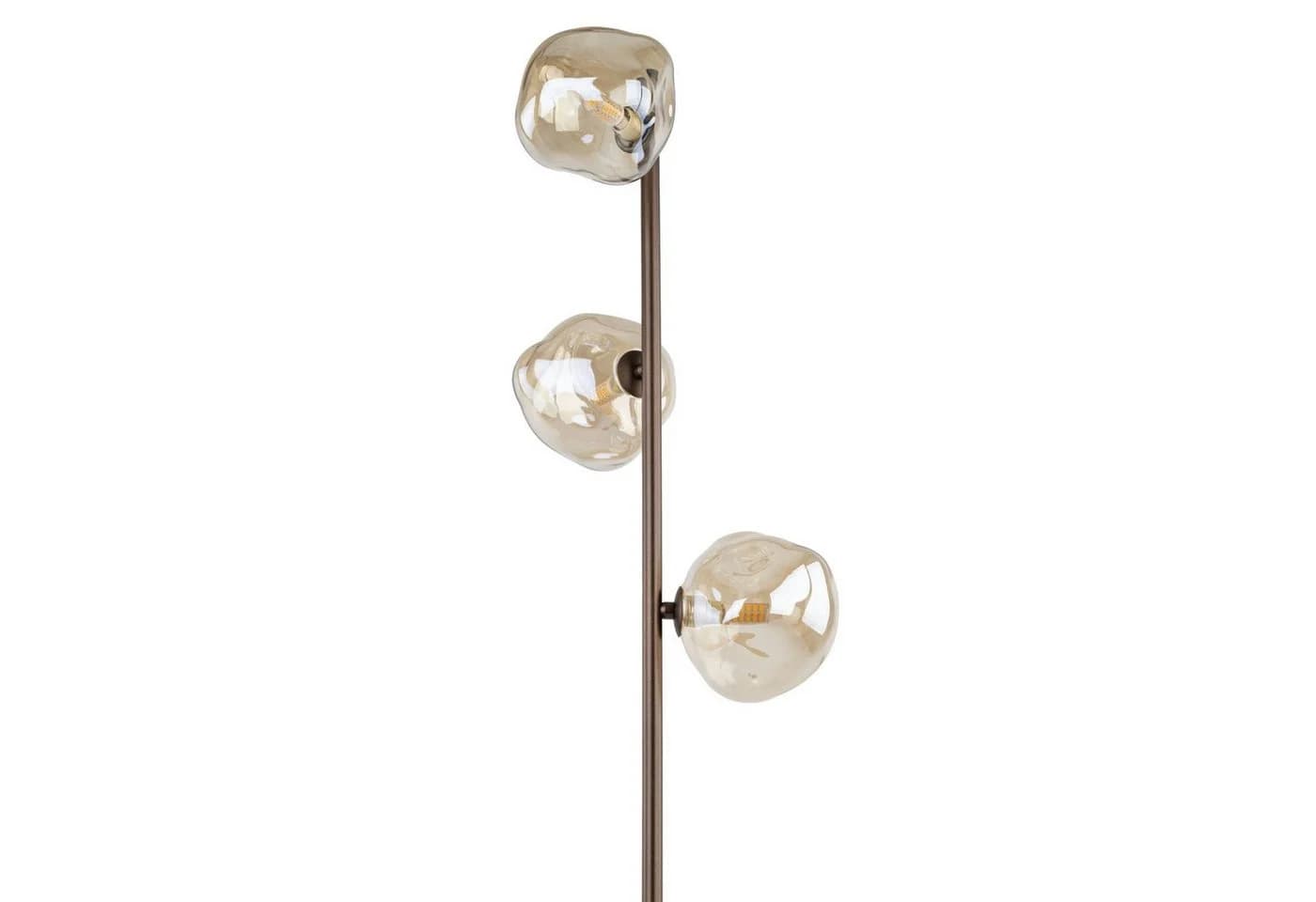 UMERA Stehlampe 3-flammig Rauchglas Metall Braun Cognac - Bild 3