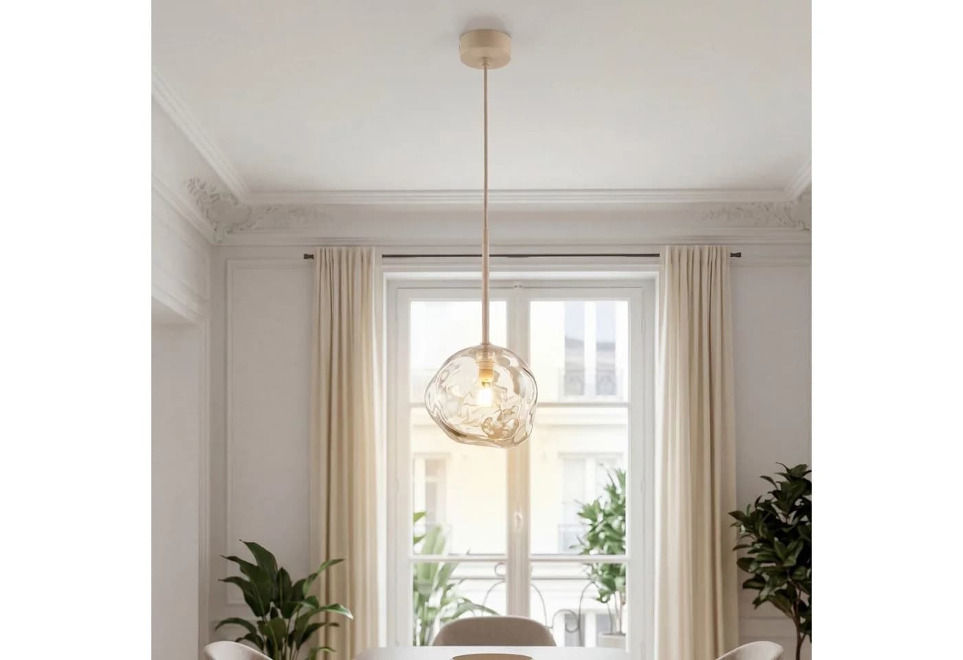 Licht-Erlebnisse Pendelleuchte UMERA Beige/Cognac Modern