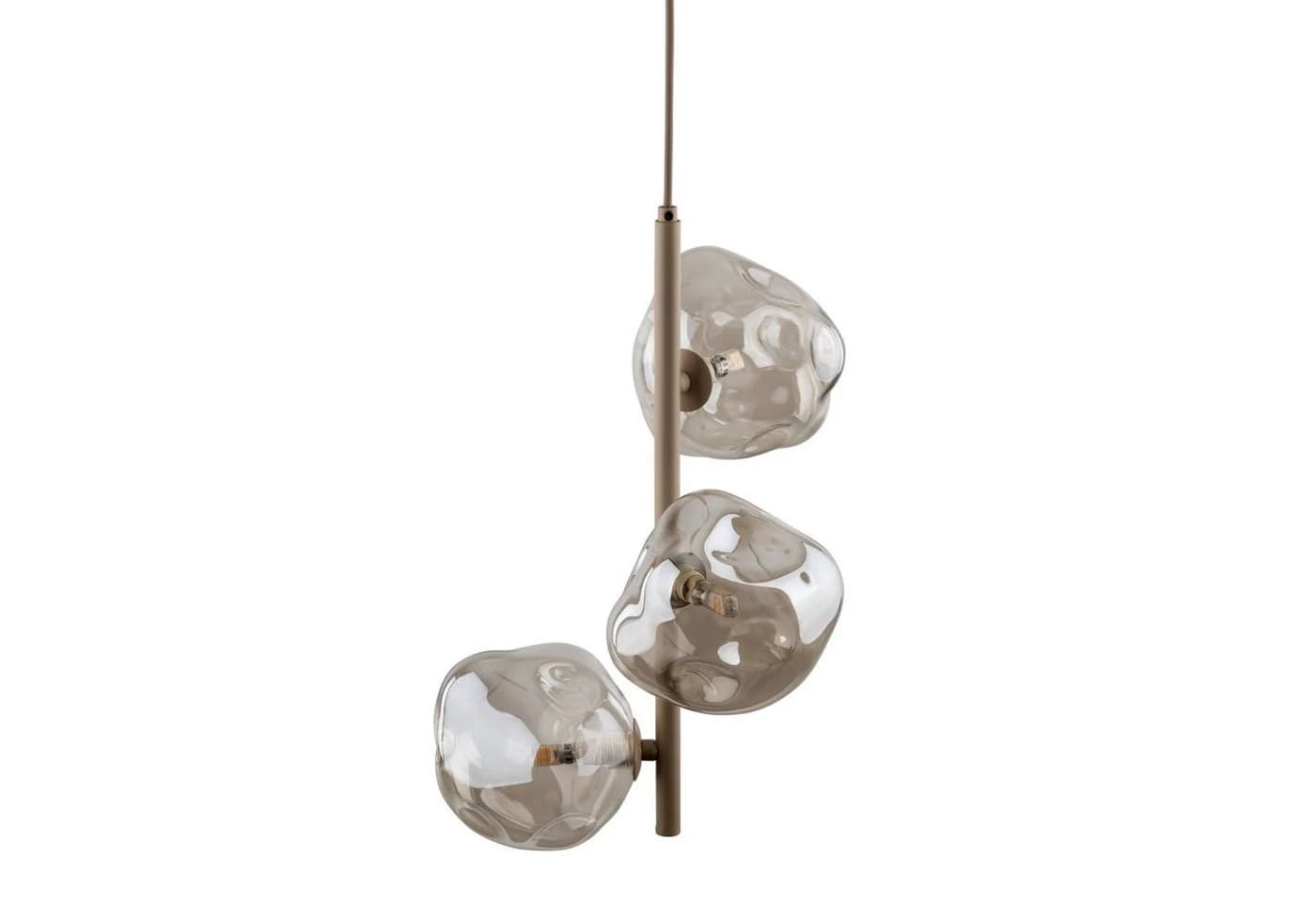 Licht-Erlebnisse Pendelleuchte UMERA 3-flammig Metall Rauchglas Beige Cognac