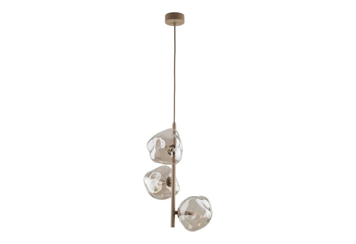 Licht-Erlebnisse Pendelleuchte UMERA 3-flammig Metall Rauchglas Beige Cognac - Bild 5