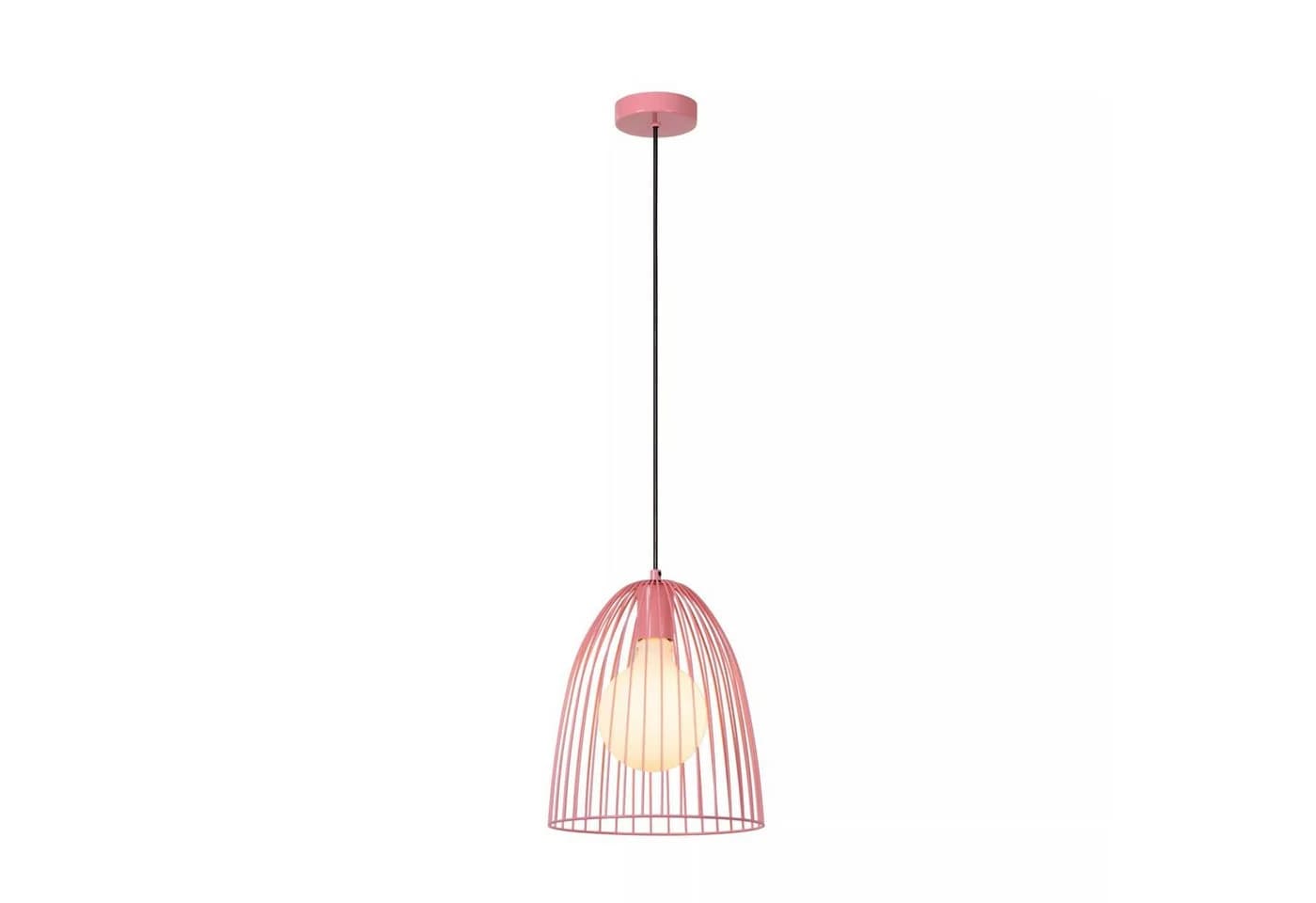 Licht-Erlebnisse Pendelleuchte NAVIK Rosa Metall Draht E27 - Bild 2