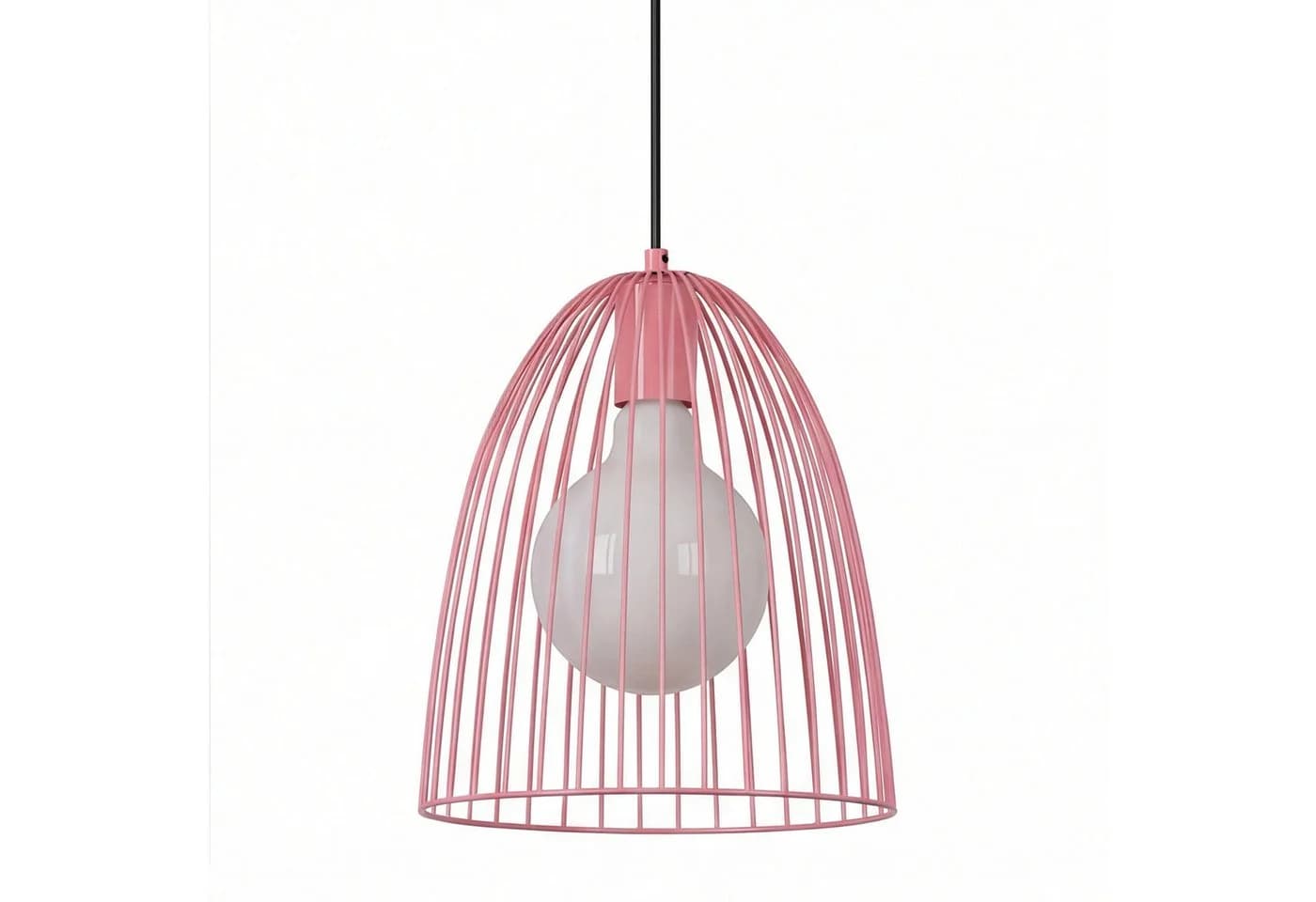 Licht-Erlebnisse Pendelleuchte NAVIK Rosa Metall Draht E27 - Bild 3