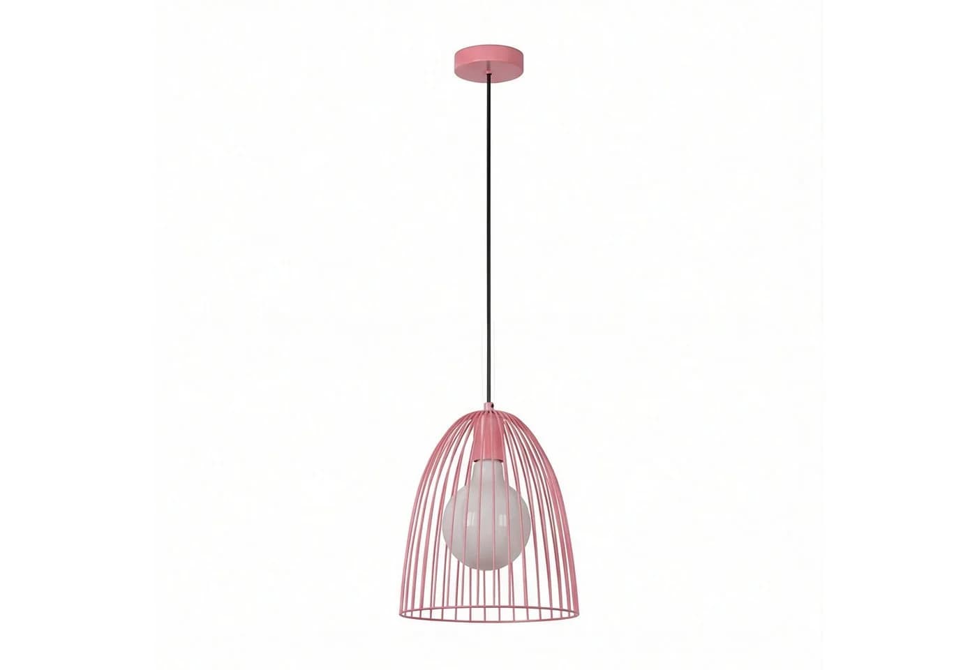 Licht-Erlebnisse Pendelleuchte NAVIK Rosa Metall Draht E27 - Bild 4