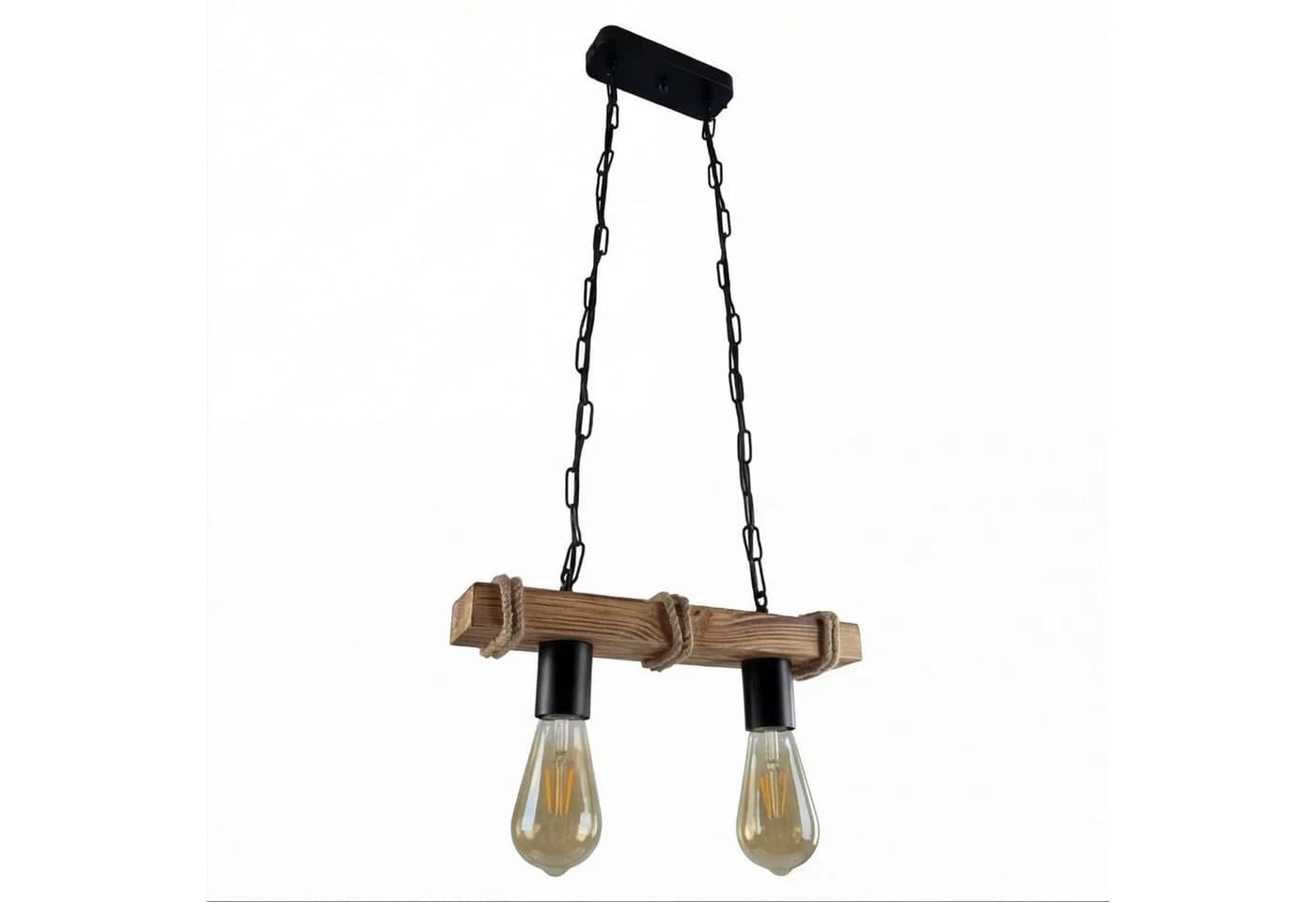 Licht-Erlebnisse Pendelleuchte LIRIEN Rustikal Schwarz/Braun Holz Metall - Bild 3