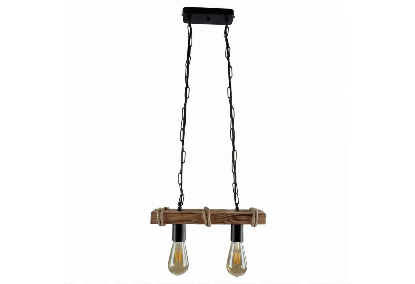Licht-Erlebnisse Pendelleuchte LIRIEN Rustikal Schwarz/Braun Holz Metall - Bild 4