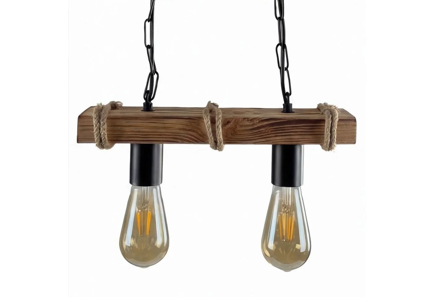 Licht-Erlebnisse Pendelleuchte LIRIEN Rustikal Schwarz/Braun Holz Metall - Bild 5