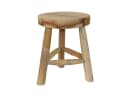 Licht-Erlebnisse Hocker BALI massivem Holz Beige Dreibein Bild 2