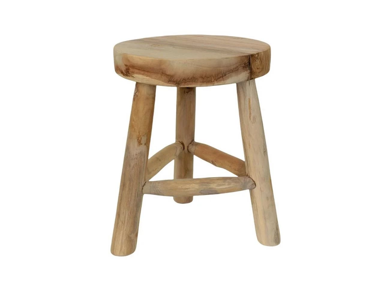 Licht-Erlebnisse Hocker BALI massivem Holz Beige Dreibein - Bild 2