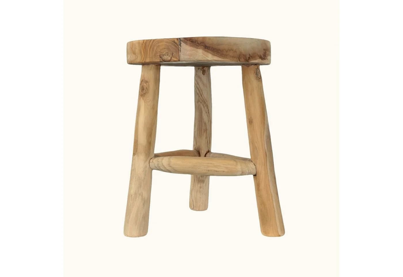 Licht-Erlebnisse Hocker BALI massivem Holz Beige Dreibein - Bild 5