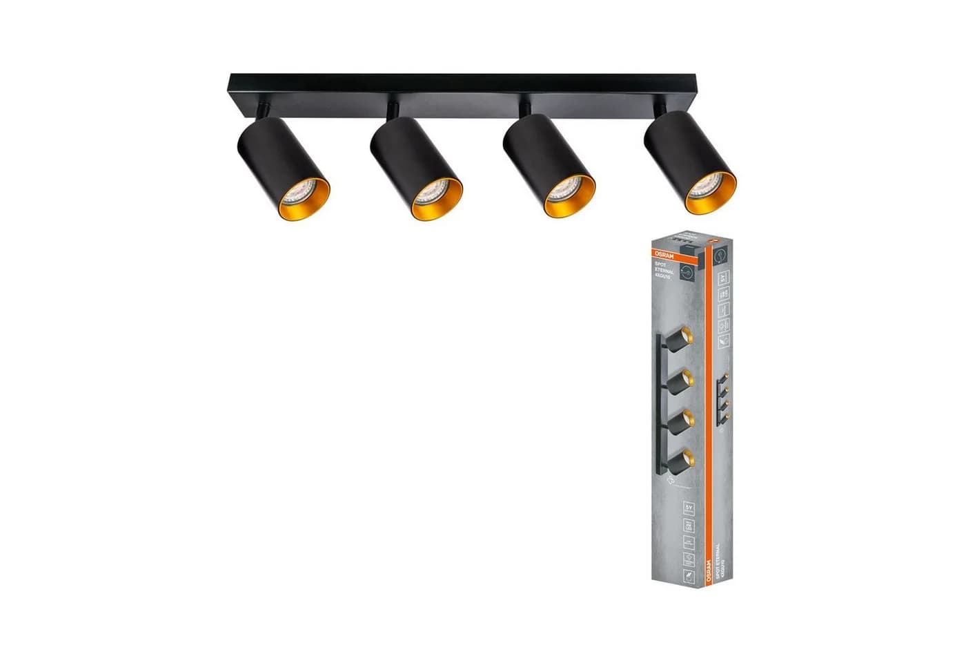 Licht-Erlebnisse Deckenstrahler FORESAN 4-flammig Schwarz Gold GU10 Modern - Bild 3