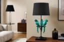 Licht-Erlebnisse Nachttischlampe ILARI Schwarz Türkis E27 Modern Bild 1