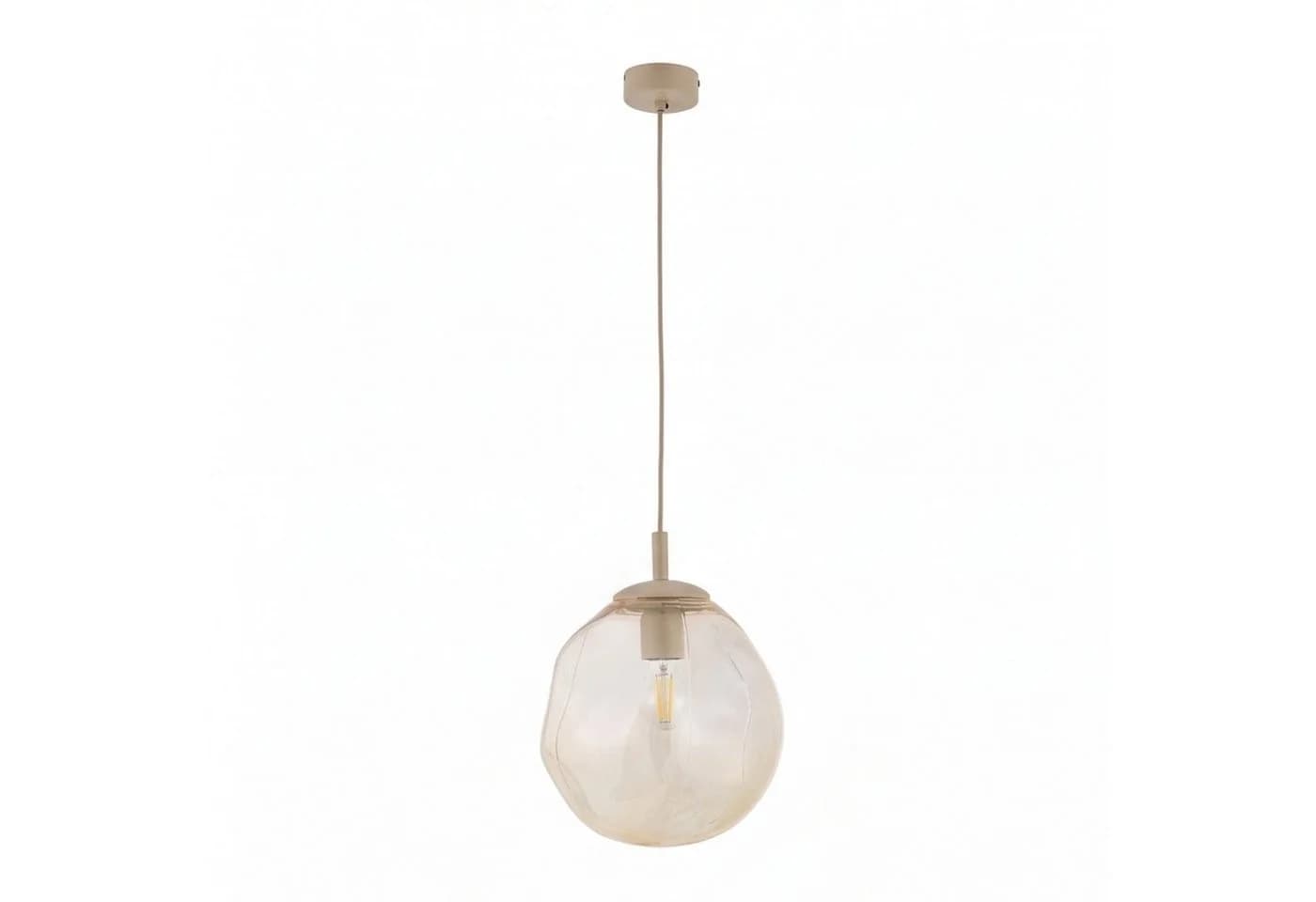 Licht-Erlebnisse Pendelleuchte UMERA Glas Metall E27 Sand/Cognac Modern - Bild 2