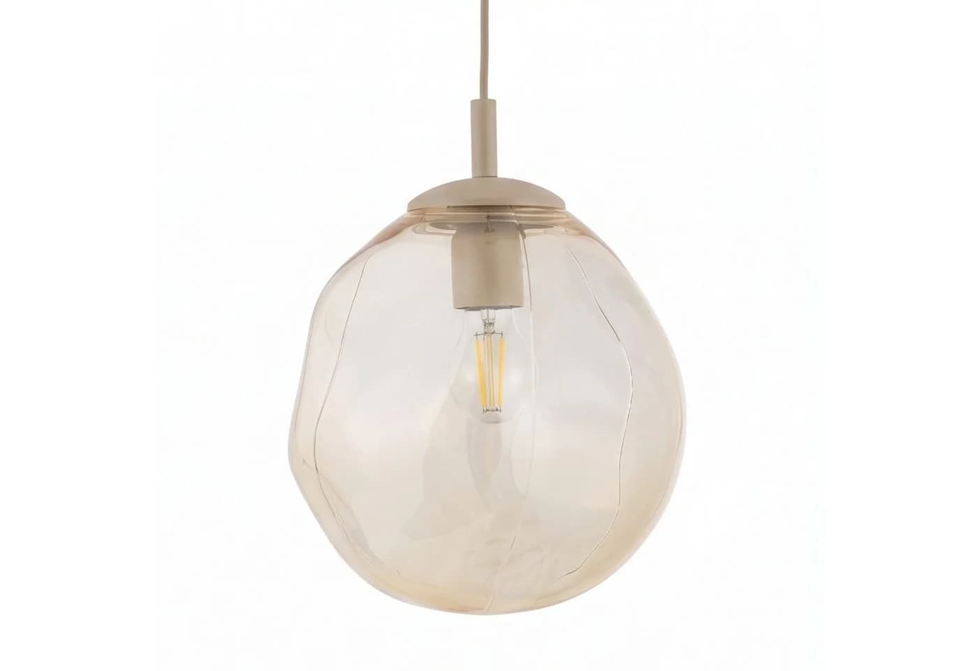 Licht-Erlebnisse Pendelleuchte UMERA Glas Metall E27 Sand/Cognac Modern - Bild 3
