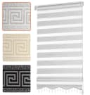 Bailena Doppelrollo mit Perlen Mäander Design Weiß/Silber Klemmfix Bild 2