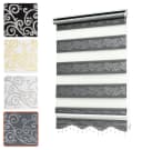 Bailena Doppelrollo ohne Bohren Duo Rollo grau/silber Blumenmotiv Bild 2