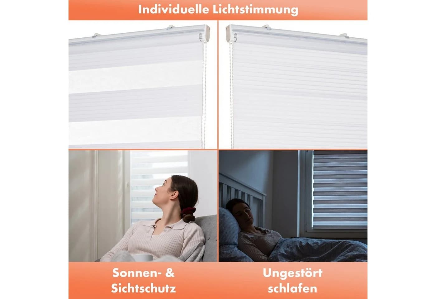 Doppelrollo Klemmfix Fenstergardinen mit Perlen Alpinaweiß Bailena - Bild 5