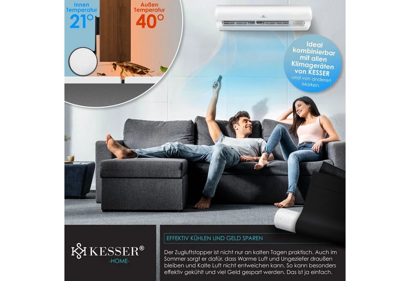 KESSER Türstopper 3er-Set Schwarz Zuschneidbar - Bild 4