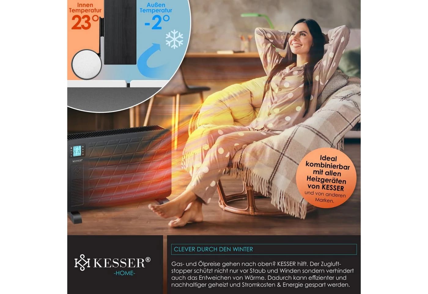 KESSER Türstopper 3er-Set Schwarz Zuschneidbar - Bild 5