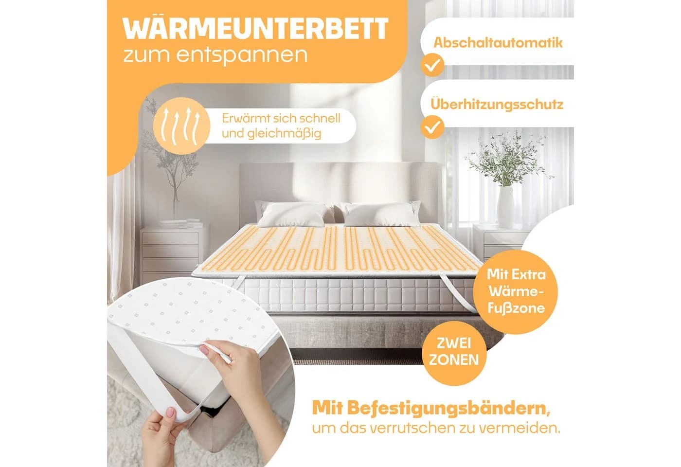 KESSER Wärmeunterbett mit Abschaltautomatik und Fernbedienung