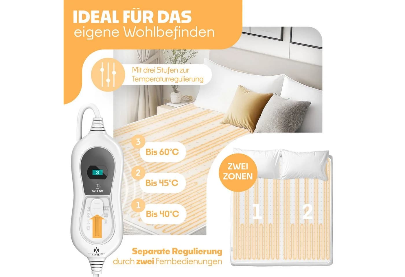 KESSER Wärmeunterbett mit Abschaltautomatik und Fernbedienung - Bild 4