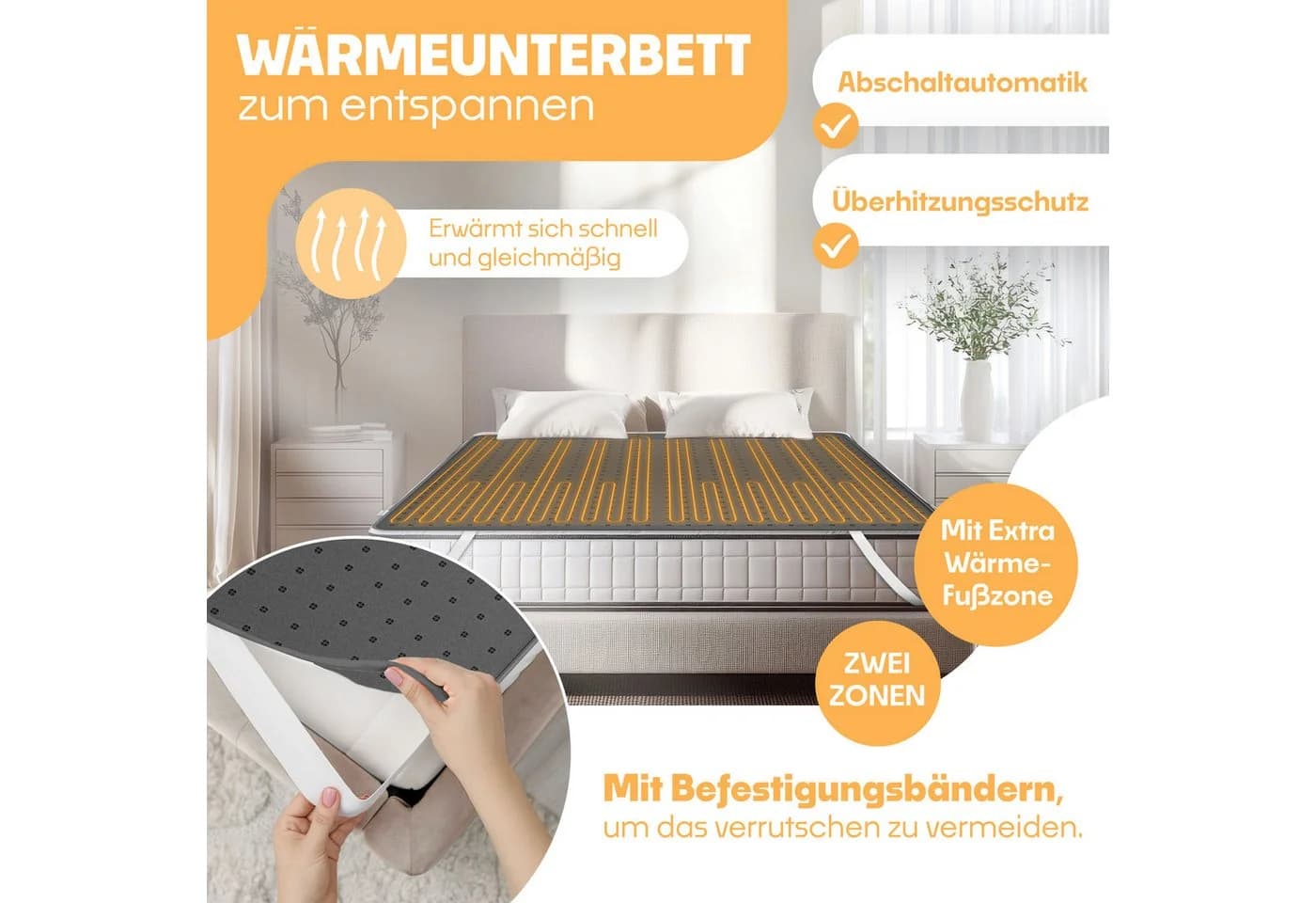 KESSER Wärmeunterbett mit Abschaltautomatik und Fernbedienung