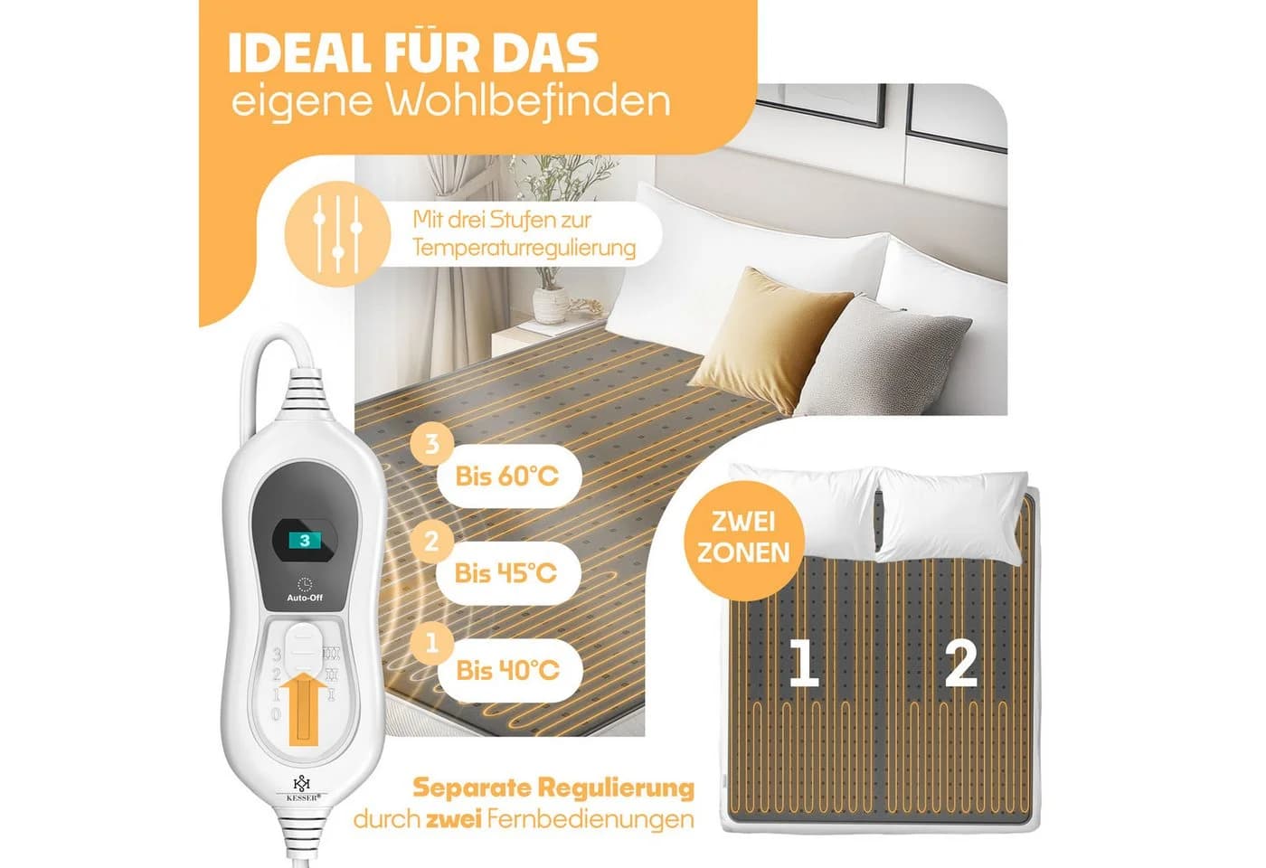 KESSER Wärmeunterbett mit Abschaltautomatik und Fernbedienung - Bild 4