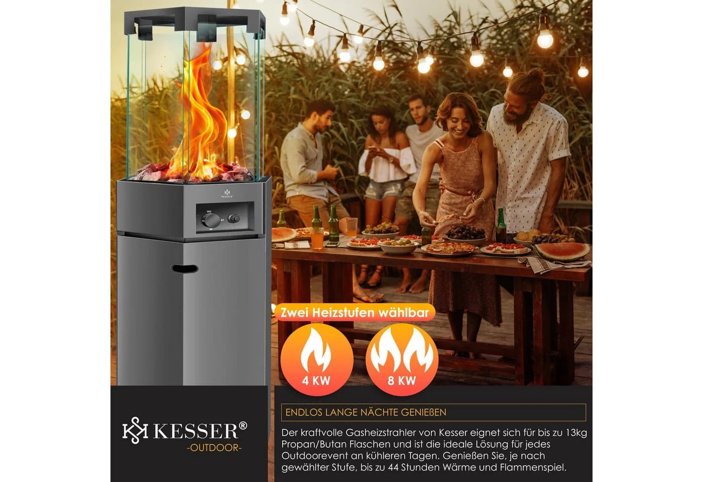 KESSER Gas-Heizstrahler Terrassenheizung Dunkelgrau - Bild 4