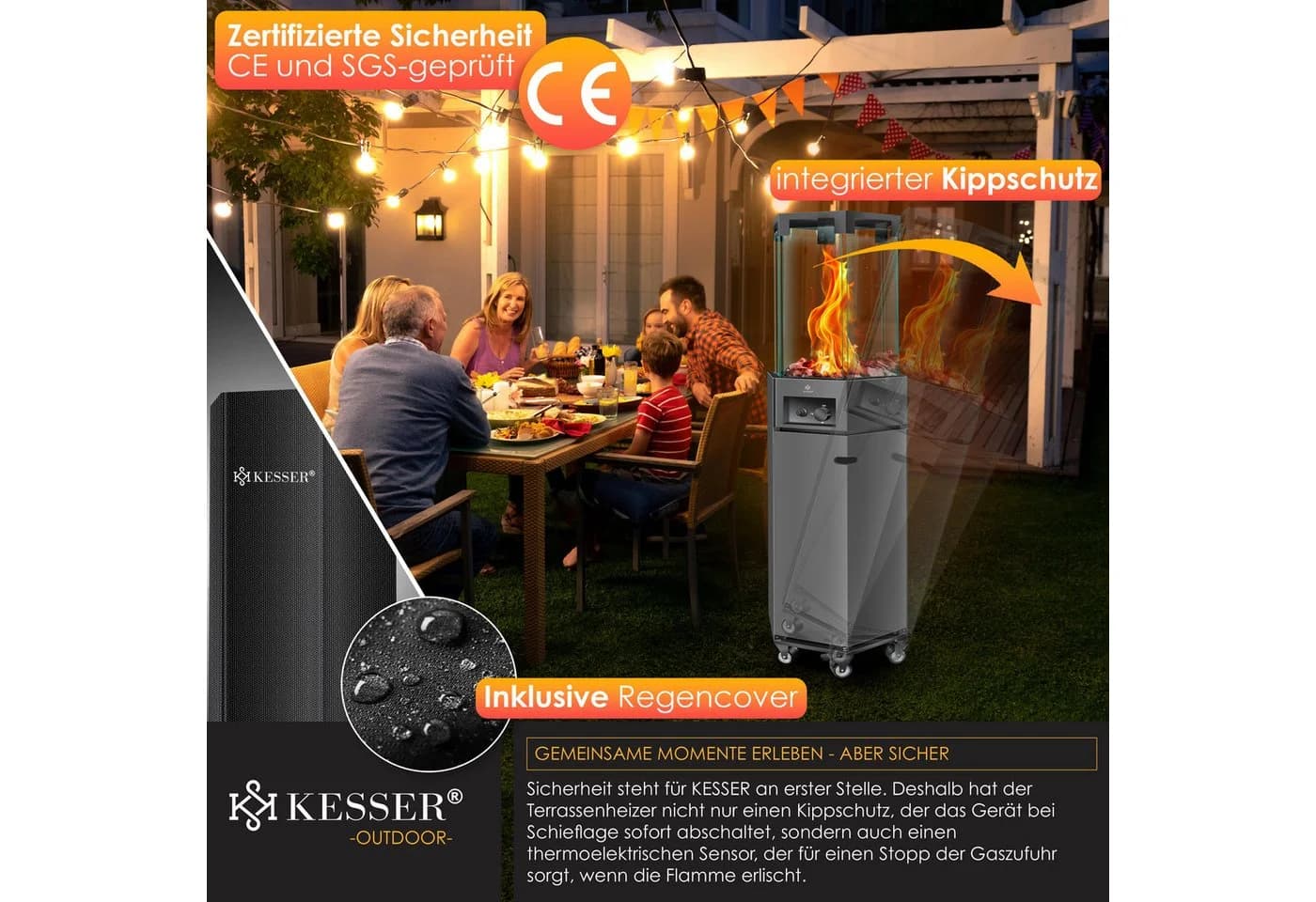 KESSER Gas-Heizstrahler Terrassenheizung Dunkelgrau - Bild 5